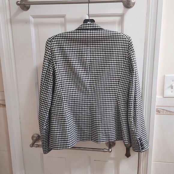 Veronica Beard Black White Gingham Embossed Button Blazer - Picture 9 of 9